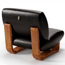 Ver imagem 4 de Poltrona Lusso Estofada Design Moderno Estrutura Madeira Cor Champagne Tecido Corino Preto