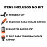 Esguicho Para Engate Rápido Com Jato Regulável + Torneira 1/2" + Engate Rápido 1/2" + Bico Torneira - 3