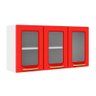 Armário Aéreo Cozinha Modulado Colors 6010 3 Portas c/ Vidro Branco/Vermelho - Bertolini - 1