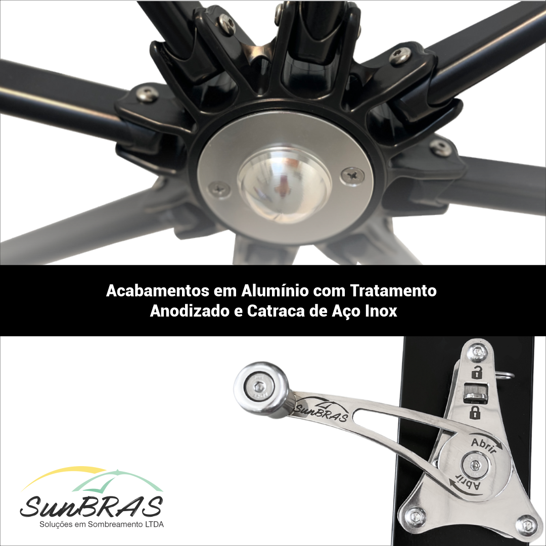 Ombrelone Std Lateral Plus 3.0x3.0 Alumínio 02.0.002 Cor: Cinza - 3