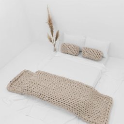 Manta Peseira de Maxi Tricot Queen 0,70x2,20m, Cor Bege - Magma Cotton - 2