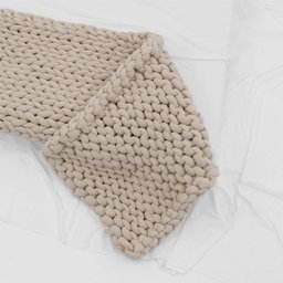 Manta Peseira de Maxi Tricot Queen 0,70x2,20m, Cor Bege - Magma Cotton - 4
