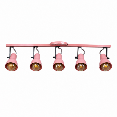 Spot Trilho Light Aluminio Teto e27 5 Luzes Lumini Lab - Rosa Bebe