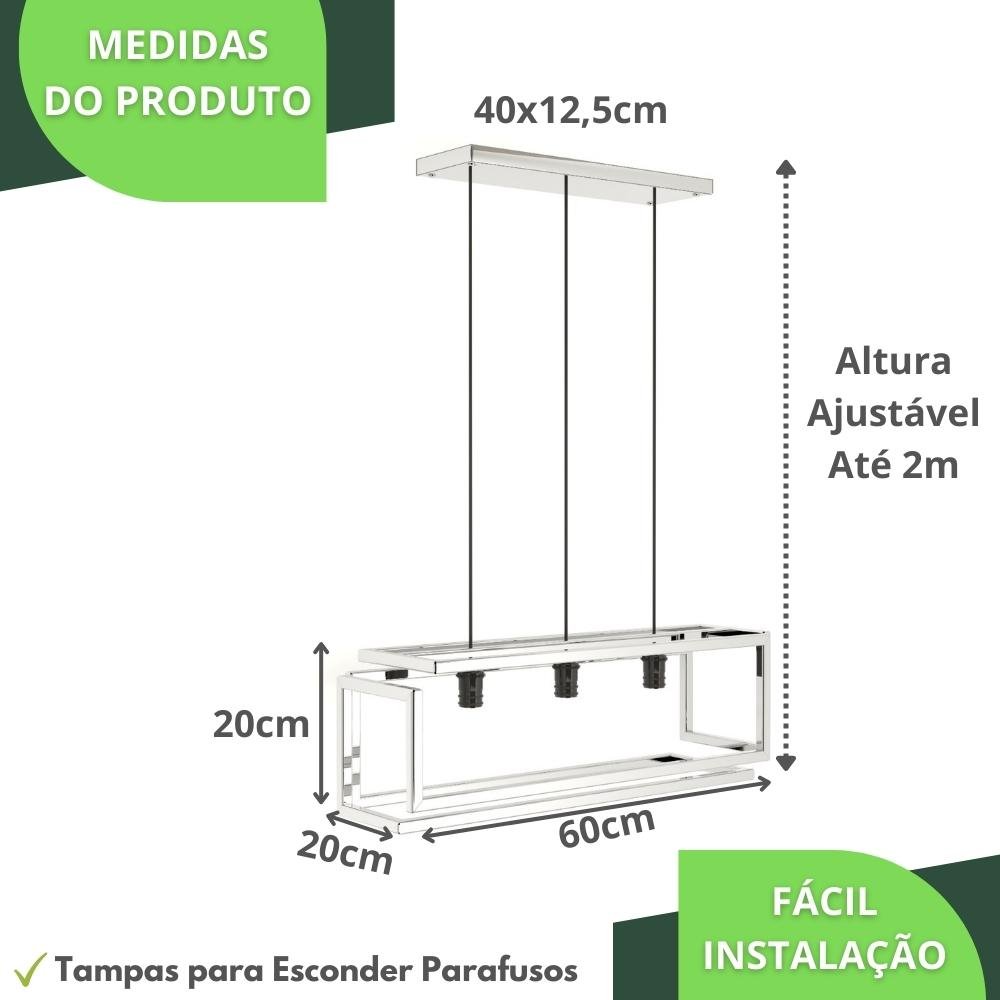 Pendente Luminária Industrial Inox Infinity Triplo - 5