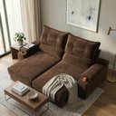 Ver imagem 1 de Sofá Retrátil Santiago 2 Lugares com Porta-Copos USB 150cm Marrom Suede