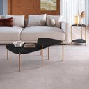 Ver imagem 1 de Kit Mesa de Centro e Lateral Organica Pes Metal Dourado Nero Artesano Nero Dourado