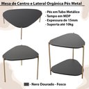 Ver imagem 6 de Kit Mesa de Centro e Lateral Organica Pes Metal Dourado Nero Artesano Nero Dourado