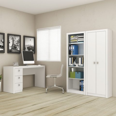 Conjunto de Escritório com Escrivaninha 03 pç CJ43018-009 Tecno Móbili - Branco