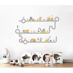 Adesivo de Parede Infantil Pista Trator Adesivos Primeiro Quarto - 1