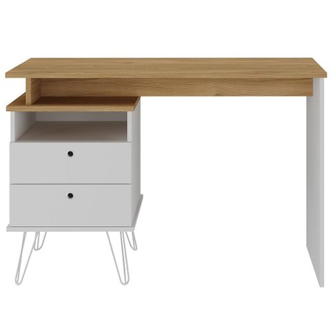 Mesa para Escritório Escrivaninha Home Office Versa A02 Olmo Branco - Lyam Decor