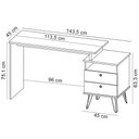 Ver imagem 5 de Mesa para Escritório Escrivaninha Home Office Versa A02 Olmo Branco - Lyam Decor