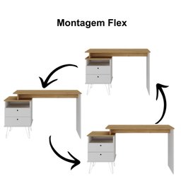 Mesa para Escritório Escrivaninha Home Office Versa A02 Olmo Branco - Lyam Decor - 10