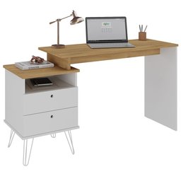 Mesa para Escritório Escrivaninha Home Office Versa A02 Olmo Branco - Lyam Decor - 6