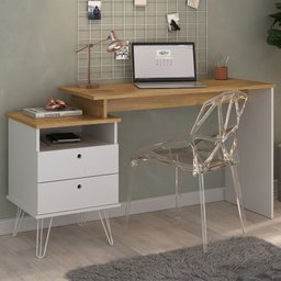 Mesa para Escritório Escrivaninha Home Office Versa A02 Olmo Branco - Lyam Decor - 2