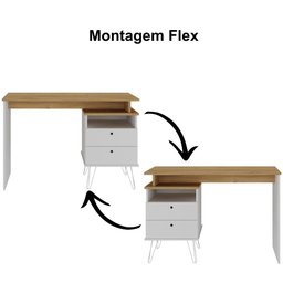 Mesa para Escritório Escrivaninha Home Office Versa A02 Olmo Branco - Lyam Decor - 9