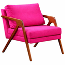 Ver imagem 1 de Poltrona Decorativa Mona Luxo Base de Madeira Maciça Sala Recepção Veludo Rosa Pink Eli Móveis e Dec