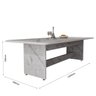 Mesa de Jantar Retangular Mdf 220x80 Estampa Mármore Branco Base Pérola Sofisticada - 4