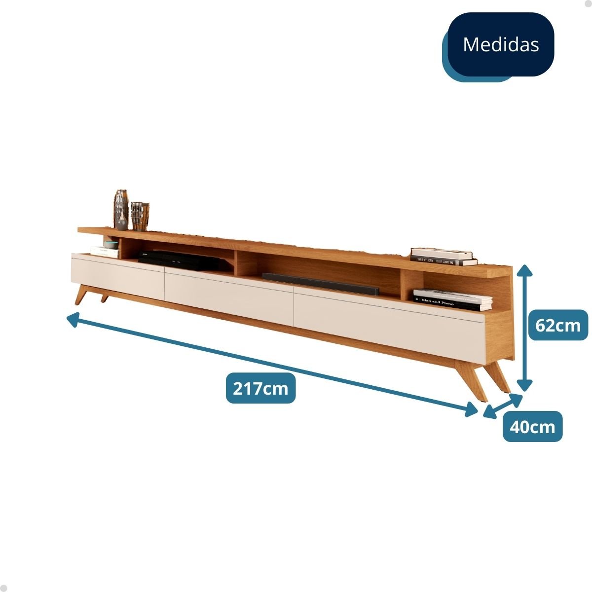 Rack para Sala Tv 85" 3 Gav. - Nature/off White - Mod.2036 - 7