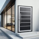 Ver imagem 2 de Porta Pivotante Alumínio Lambril Premium c/Pux.e.Elite Mix Preto 216x150 Brimak