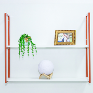 Prateleira 2 Níveis Estilo Industrial Metal 65x80x18 Rose Gold Mdf Branco
