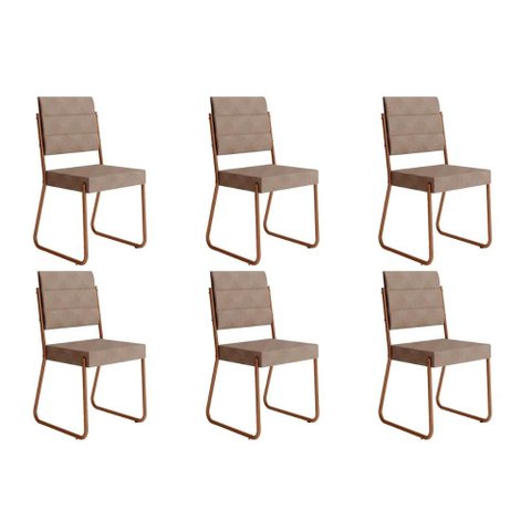 Cadeira Sala de Jantar 1736 Kit 6 Uni Rose/areia - Caramelo - Carraro