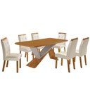Ver imagem 2 de Mesa de Jantar Yasmin 180cm Tampo Mdf Laminado Canto Copo com 6 Cadeiras Carol