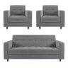 Kit Sofá 3 Lugares E 2 Poltronas Verona - Suede - Cinza - 1