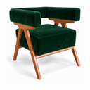 Ver imagem 4 de Poltrona Decorativa Mirela Suede Design Moderno Pés Madeira: Verde Royal