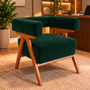 Ver imagem 1 de Poltrona Decorativa Mirela Suede Design Moderno Pés Madeira: Verde Royal