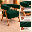 Ver imagem 2 de Poltrona Decorativa Mirela Suede Design Moderno Pés Madeira: Verde Royal