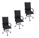Ver imagem 1 de Kit 3 Cadeiras Eames Esteirinha Presidente Escritório Alta Preta