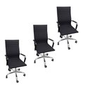 Ver imagem 1 de Kit 3 Cadeiras Eames Esteirinha Presidente Escritório Alta Preta