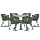 Ver imagem 1 de Mesa com 6 Cadeiras de Jantar Roma 120cm e Noronha em Alumínio Preto Corda Náutica Estofado 9 Trama