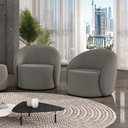 Ver imagem 2 de Poltrona Decorativa Orgânica Giratória Kit 2 Lua Suede Grafite D03 - D'Rossi