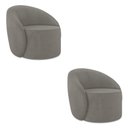 Ver imagem 1 de Poltrona Decorativa Orgânica Giratória Kit 2 Lua Suede Grafite D03 - D'Rossi