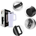 Ver imagem 2 de Copo Térmico Cor Branco Grande 1200 Ml Canudo Parede Dupla