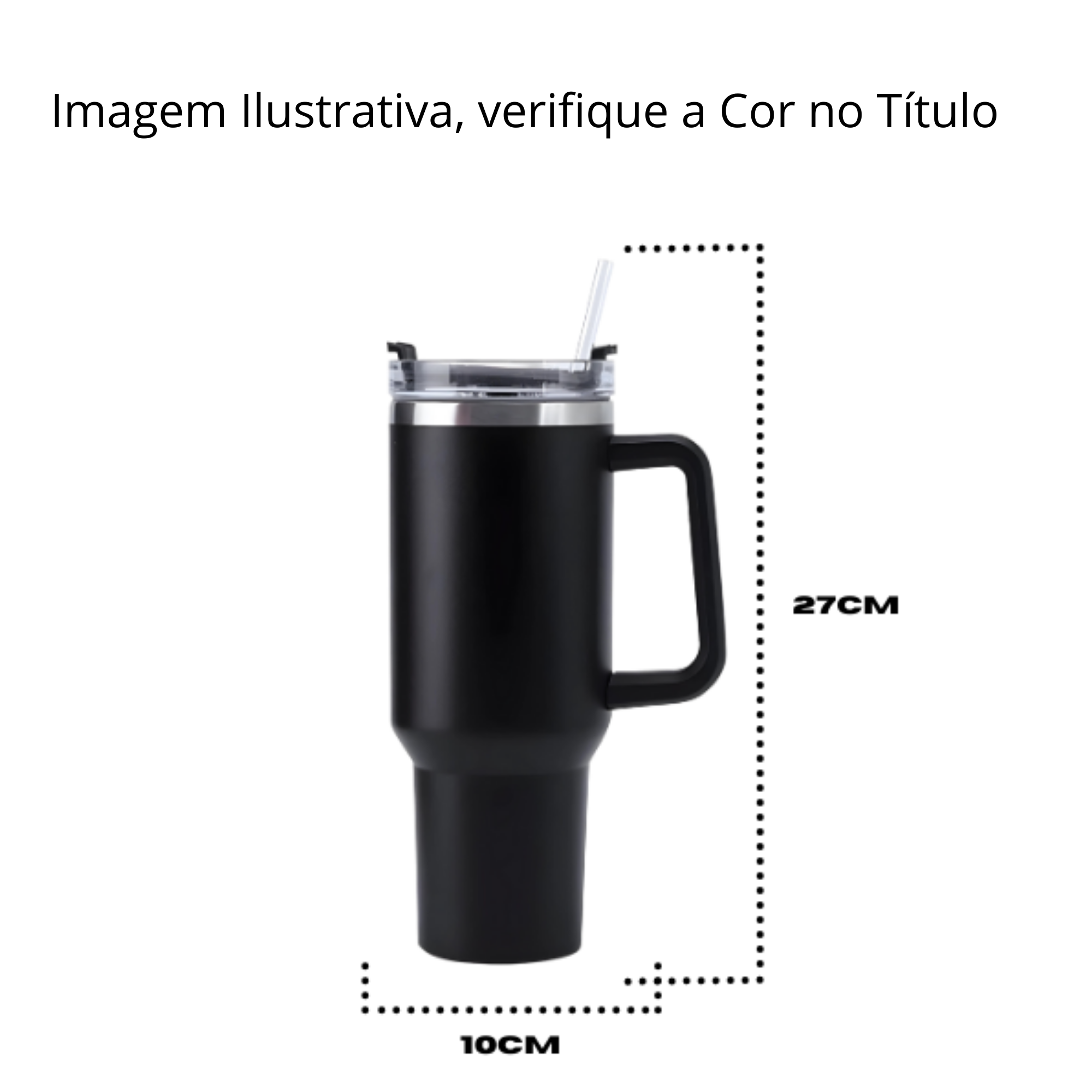 Copo Térmico Cor Branco Grande 1200 Ml Canudo Parede Dupla - 3