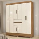 Ver imagem 2 de Kit Guarda Roupa Casal 8 Portas Munique Cômoda Astral - Amêndola Touch/off White