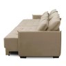 Sofá Cama Retrátil e Reclinável 2,50m com Molas Cairo Veludo Bege Mirra Decor - 6