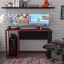 Ver imagem 2 de Mesa Gamer Singapura Preto Vermelho Politorno Móveis