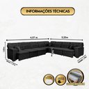 Ver imagem 7 de Sofá Magno 4.57x3.32m de Canto, Retrátil e Reclinável - Preto