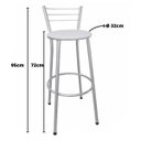 Ver imagem 2 de Kit 4 Banquetas Altas Prata com Encosto Assento Branco