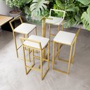 Ver imagem 1 de Jogo Mesa Alta Bistrô Redonda Vidro 4 Banquetas Estofado Confort Industrial Dourado Don Castro Decor