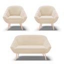 Ver imagem 1 de Kit 01 Namoradeira 02 Lugares e 02 Poltronas Giovana Suede Pés Palito Natural - D’Rossi - Bege