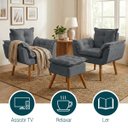 Ver imagem 5 de Kit 2 Poltronas Decorativa e Puff para Sala Recepção Manicure Consultório Quarto Alice Suede