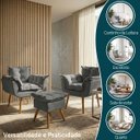 Ver imagem 4 de Kit 2 Poltronas Decorativa e Puff para Sala Recepção Manicure Consultório Quarto Alice Suede