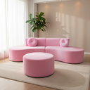 Ver imagem 1 de Sofá Modular Orgânico Monterrey 260cm + Puff Suede Rosa Bebê