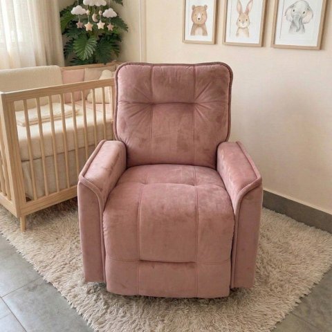 Poltrona do Papai Reclinável Manual Comfort Veludo Rosa - Vimont Moveis