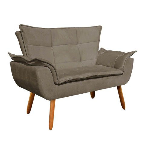Kit 01 Namoradeira e 02 Poltronas Opala Suede Marrom Rato