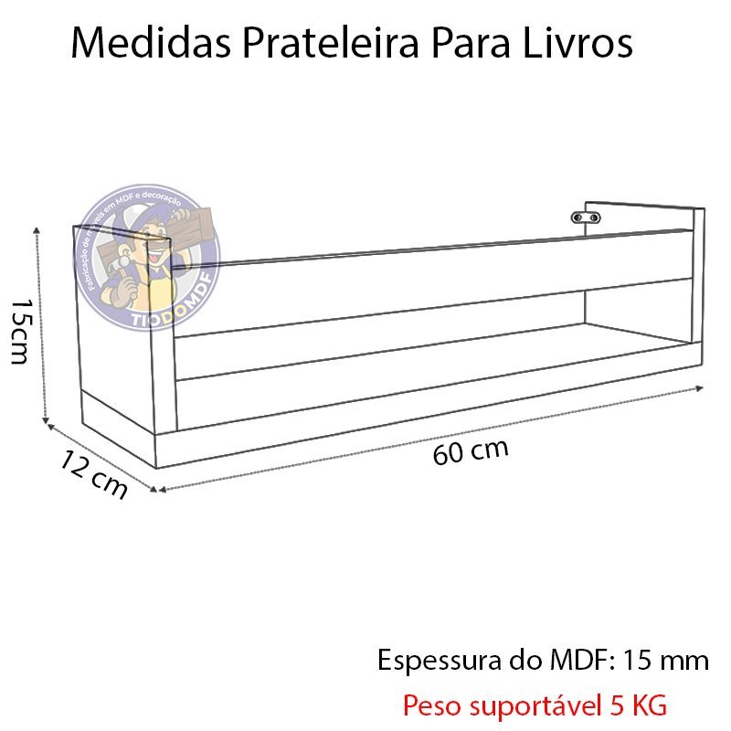 Kit 2 Prateleira Para Livros 60cm Branco Trava Madeirado Claro - 2